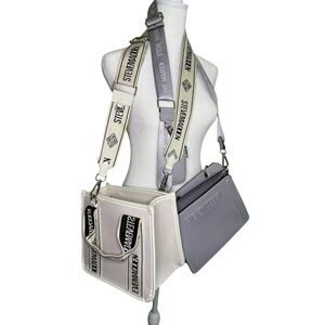 Steve Madden Gray and White Messenger Bags with Minimalist Design